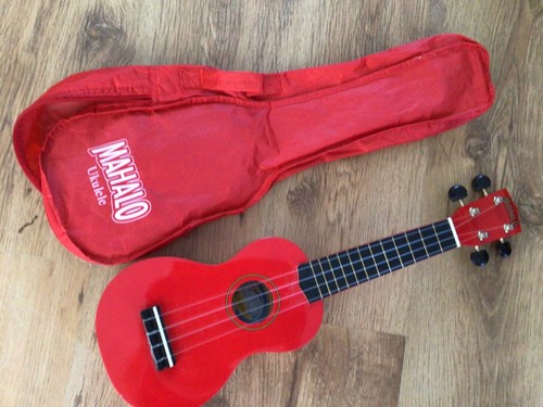Red mahalo ukuele with carry - ukuele,